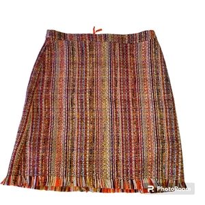 69. Catherine Malandrino Women's Knee Length Tweed Skirt Fringe Edge. Size 12.